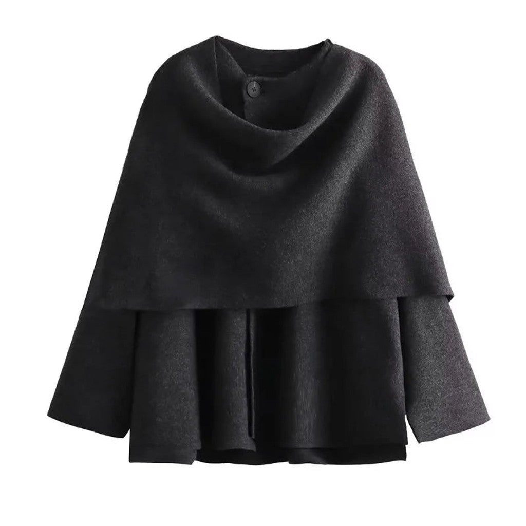 Veste cardigan femme col drapé asymétrique coupe ample