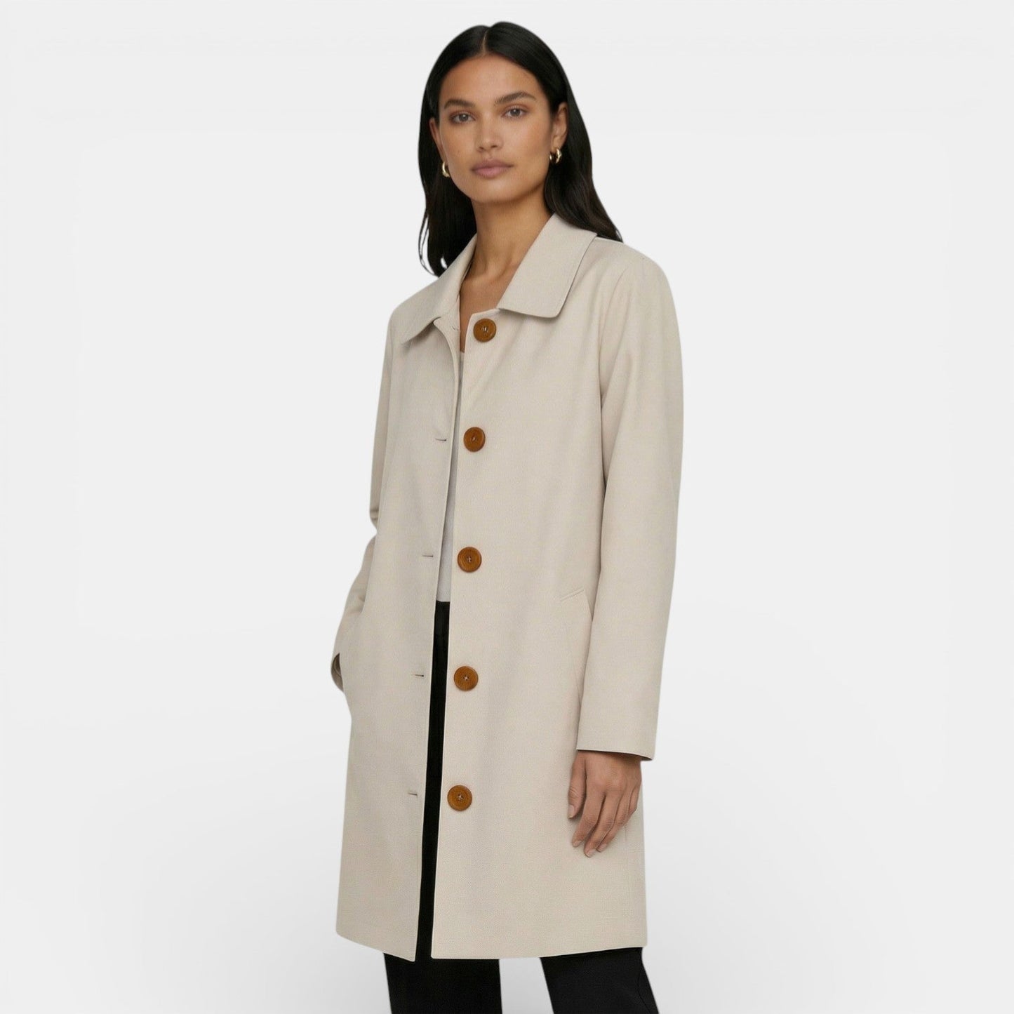 Gabardine Femme Midi | Trench Coat Entretemps Élégant