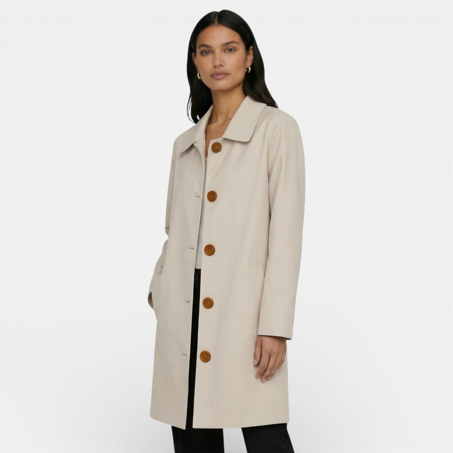 Gabardine Femme Midi | Trench Coat Entretemps Élégant