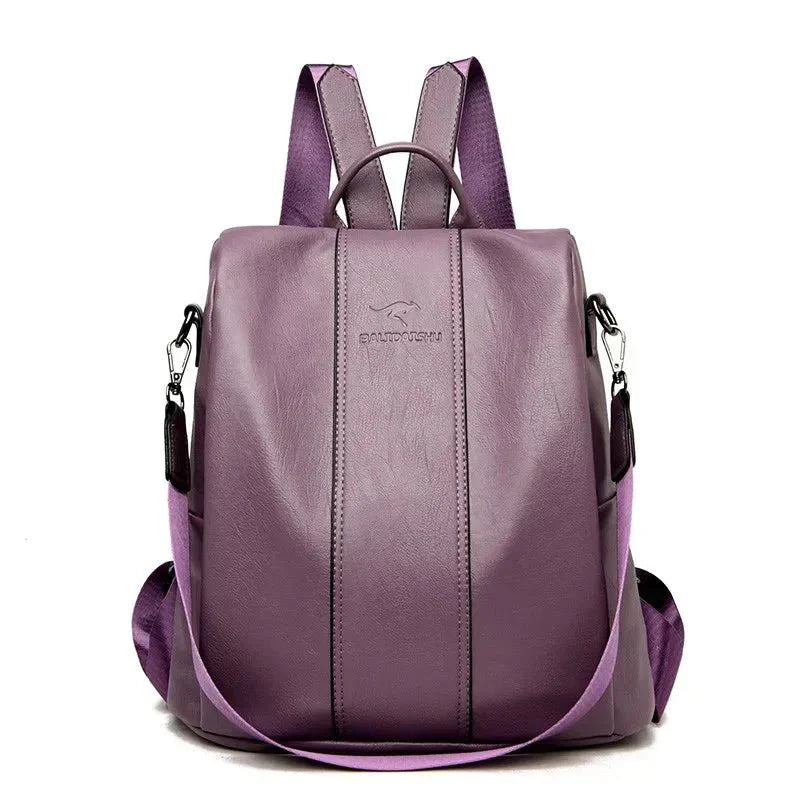 Sac à Dos Scolaire Femme | Cuir Noir, Anti-Vol | Cuir PU, Poches Multiples