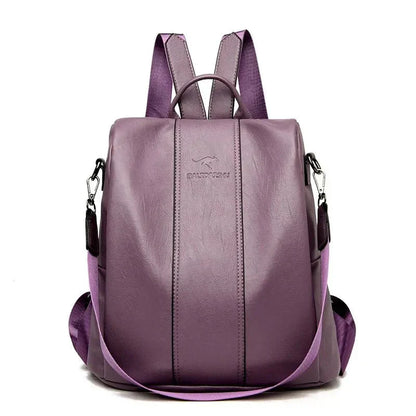 Sac à Dos Scolaire Femme | Cuir Noir, Anti-Vol | Cuir PU, Poches Multiples