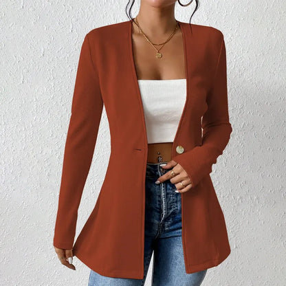 Blazer tailleur femme bouton simple coupe structurée col ouvert