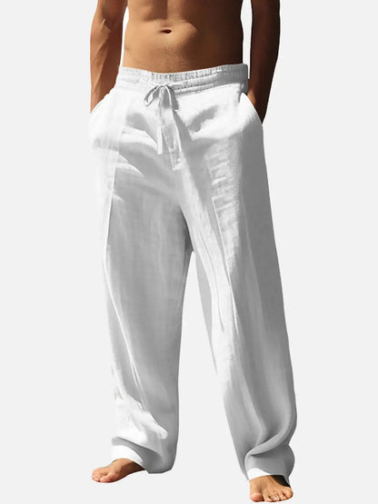 Pantalon Homme Lin – Coupe Décontractée Taille Élastique