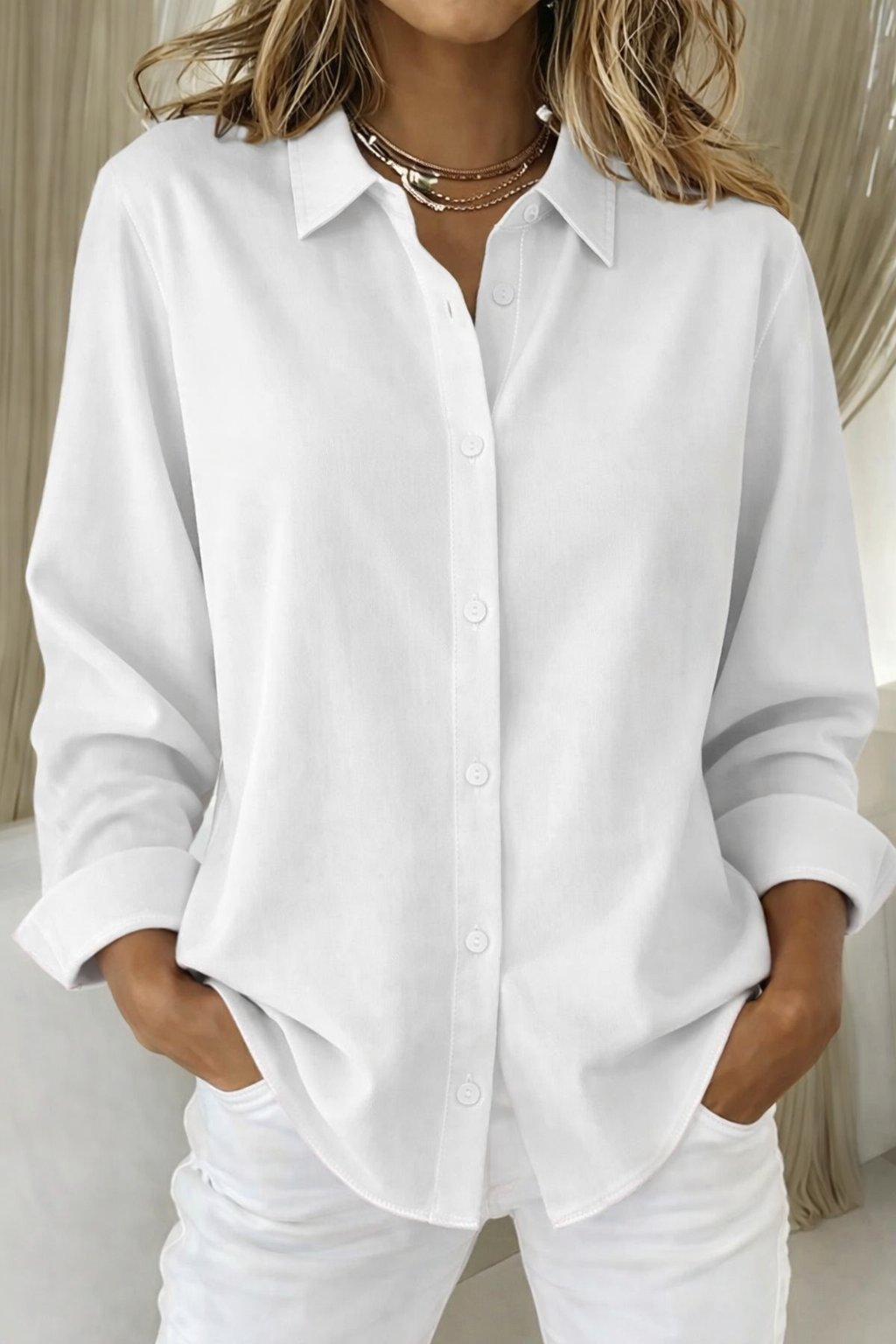 Chemise pour femme | Chemise surdimensionnée à manches longues avec col classique