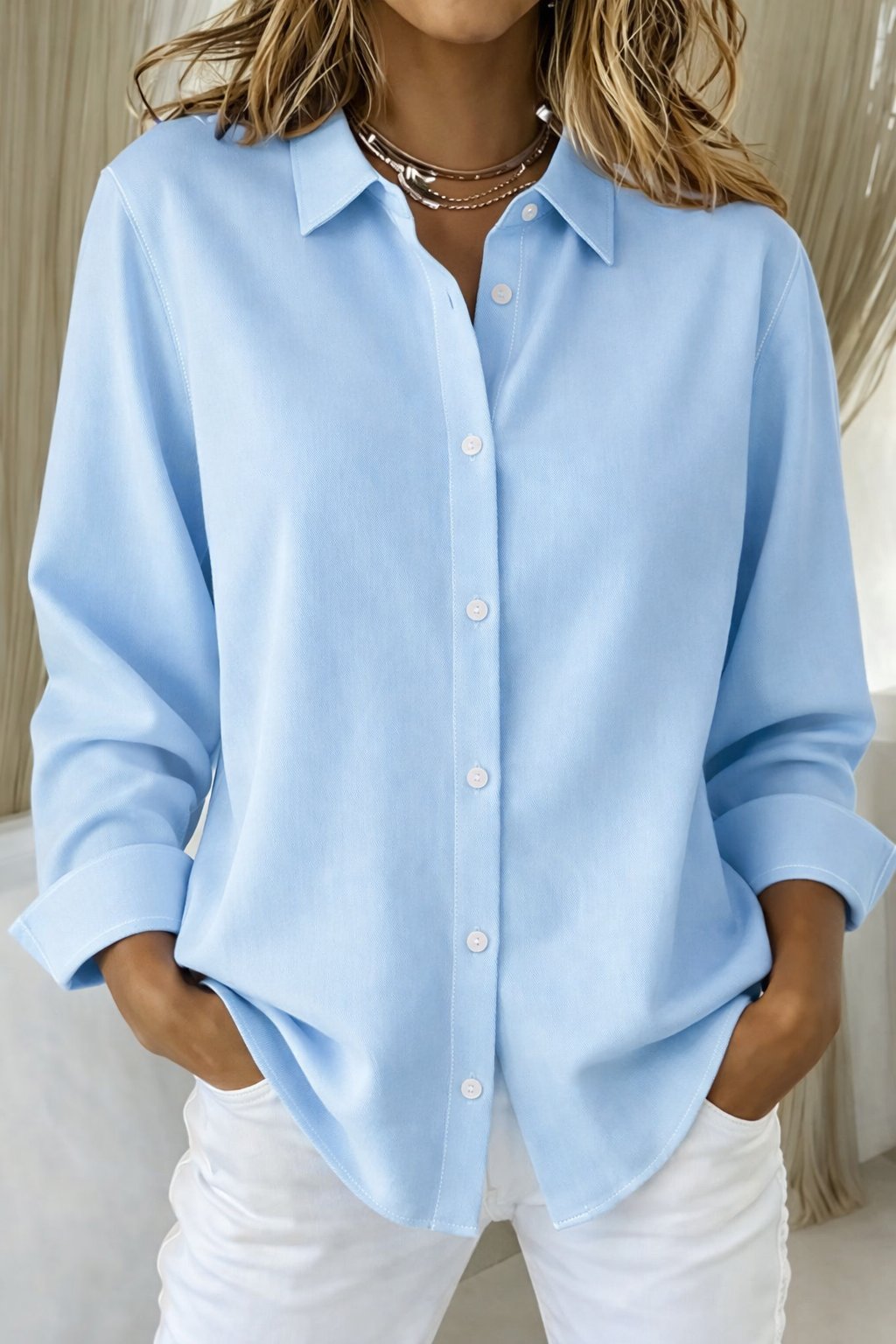 Chemise pour femme | Chemise surdimensionnée à manches longues avec col classique