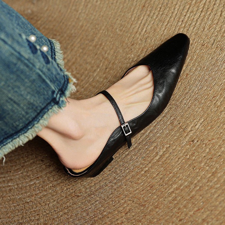 Chaussures Mary Jane pour femmes | Bout pointu, Cuir, Semelle plate
