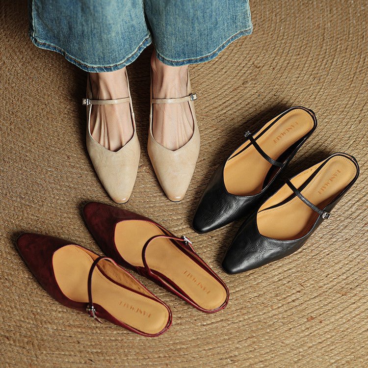 Chaussures Mary Jane pour femmes | Bout pointu, Cuir, Semelle plate