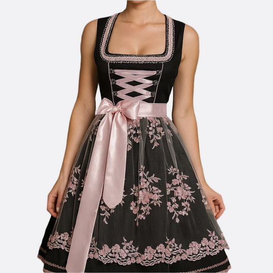 Dirndl Kleid Damen - Leichter Stoff - Elegantes Rosa - Perfekt für Oktoberfest