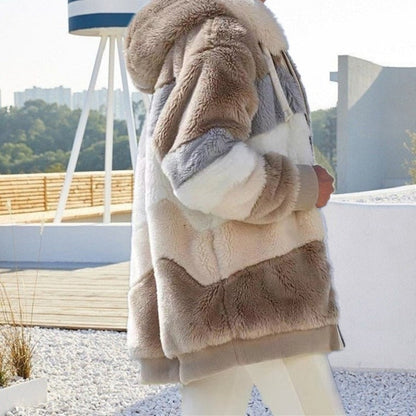 Marlow | Femme Veste Hiver Polaire à Capuche Colorblock