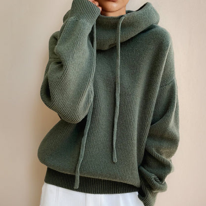 Sweat à capuche tricot femme oversize avec cordon de serrage