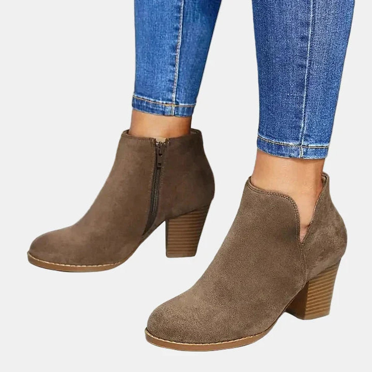Bottes Femme Talon Bloc | Cheville Suédine | Doublure Molletonnée