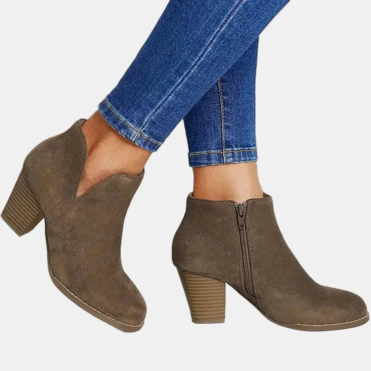 Bottes Femme Talon Bloc | Cheville Suédine | Doublure Molletonnée