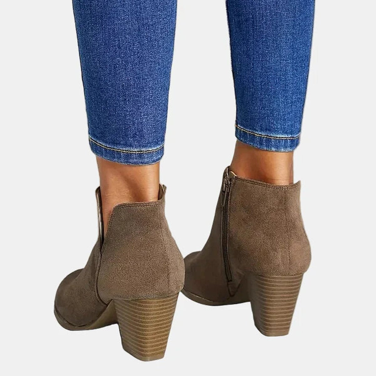 Bottes Femme Talon Bloc | Cheville Suédine | Doublure Molletonnée