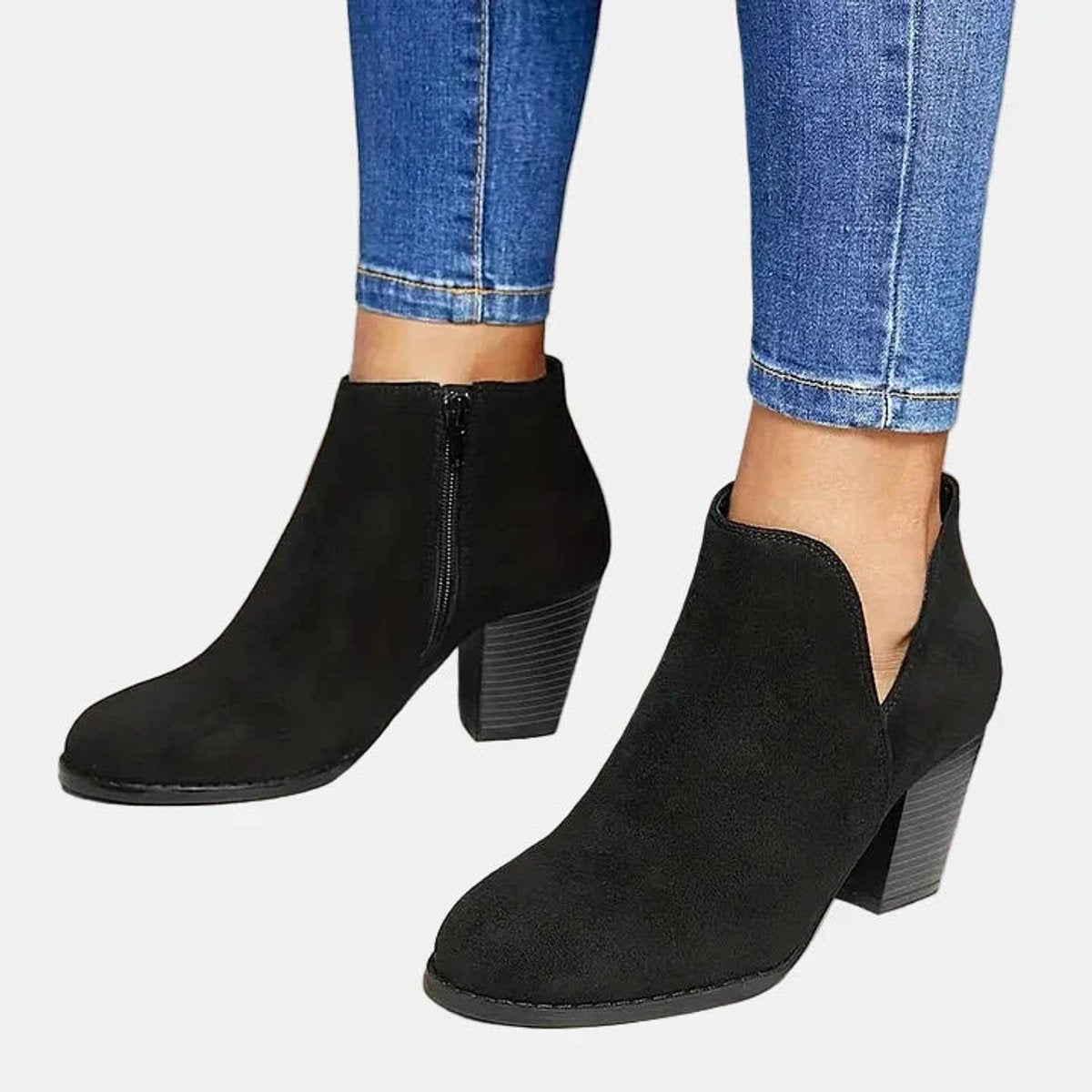 Bottes Femme Talon Bloc | Cheville Suédine | Doublure Molletonnée