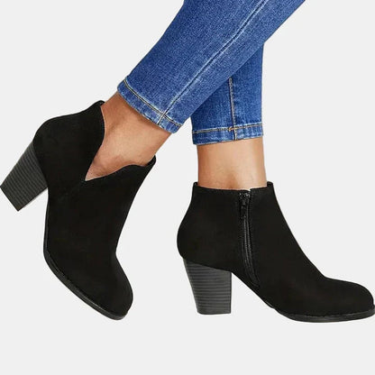 Bottes Femme Talon Bloc | Cheville Suédine | Doublure Molletonnée