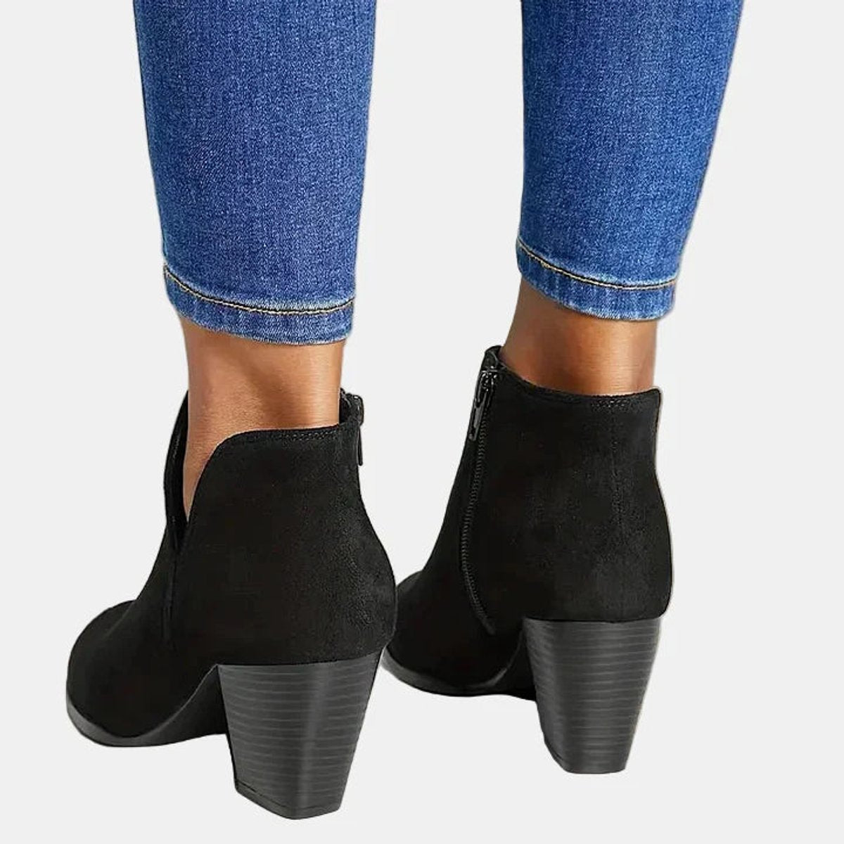 Bottes Femme Talon Bloc | Cheville Suédine | Doublure Molletonnée
