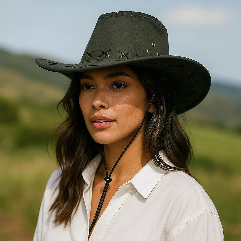 Chapeau de Cowboy Femme – Style avec Coutures Décoratives