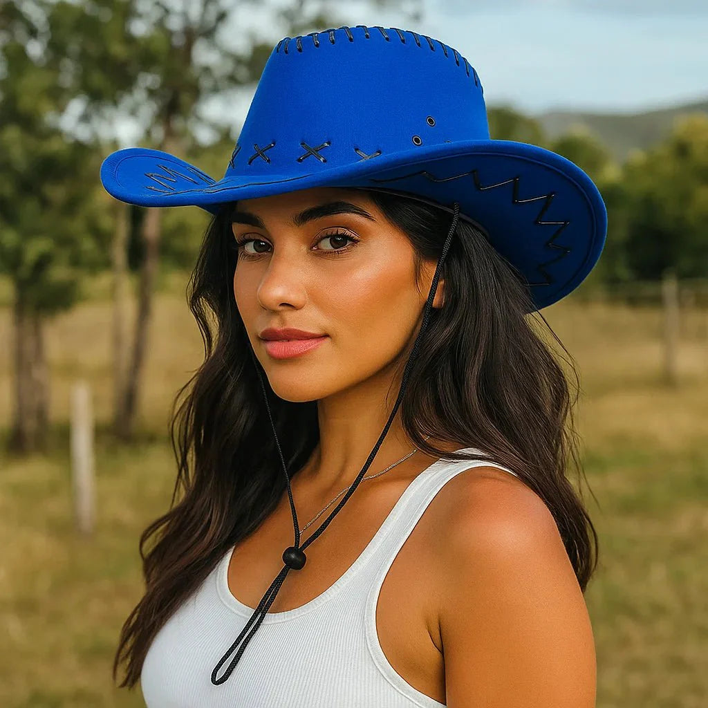 Chapeau de Cowboy Femme – Style avec Coutures Décoratives