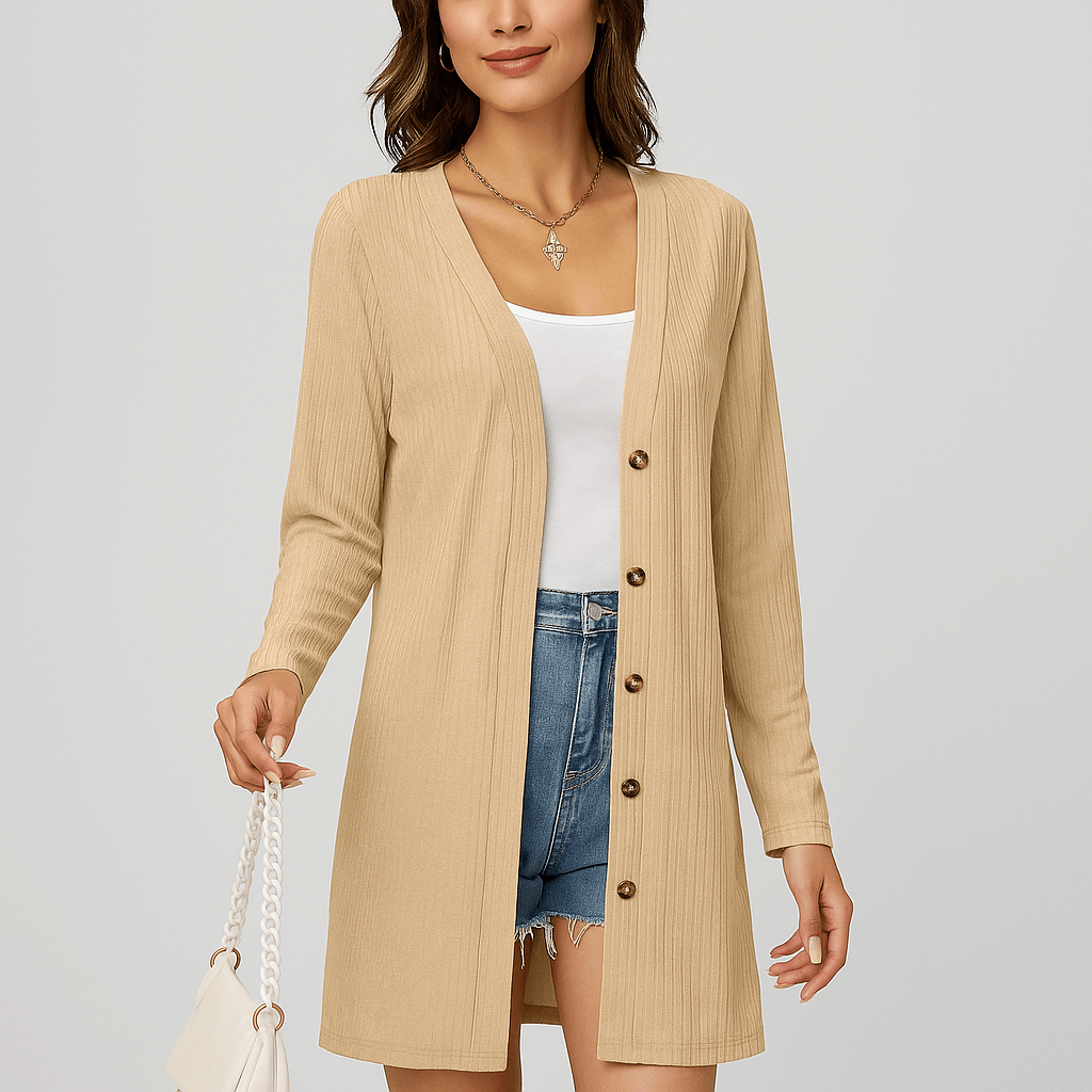 Cardigan femme manches longues | Boutons, texture | Casual