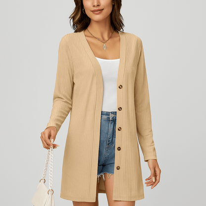 Cardigan femme manches longues | Boutons, texture | Casual