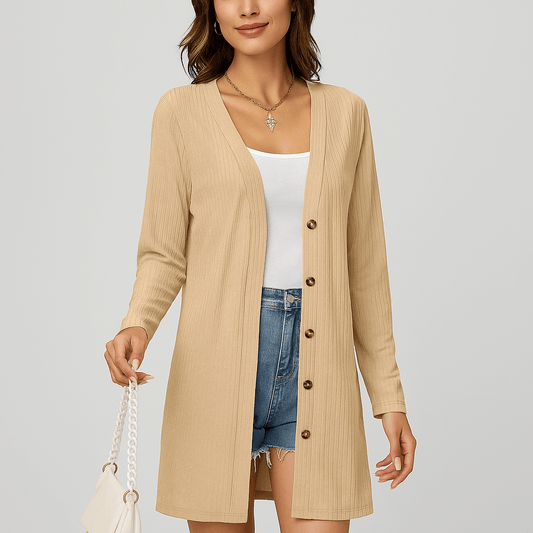 Cardigan femme manches longues | Boutons, texture | Casual