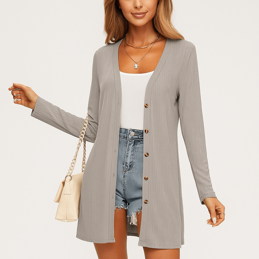 Cardigan femme manches longues | Boutons, texture | Casual