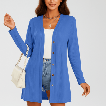 Cardigan femme manches longues | Boutons, texture | Casual
