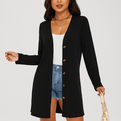 Cardigan femme manches longues | Boutons, texture | Casual
