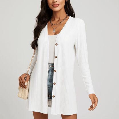 Cardigan femme manches longues | Boutons, texture | Casual