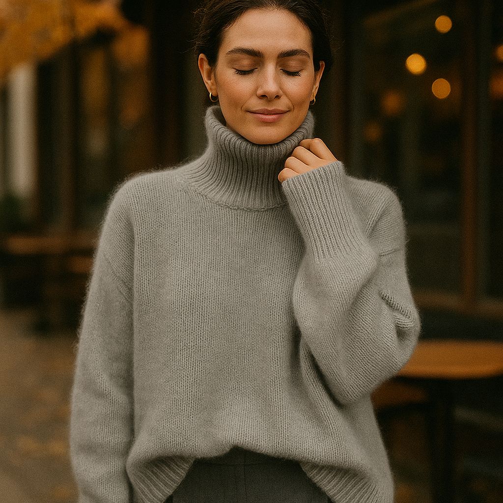 Parisfemme - Pull en cachemire - Col roulé - Maille fine