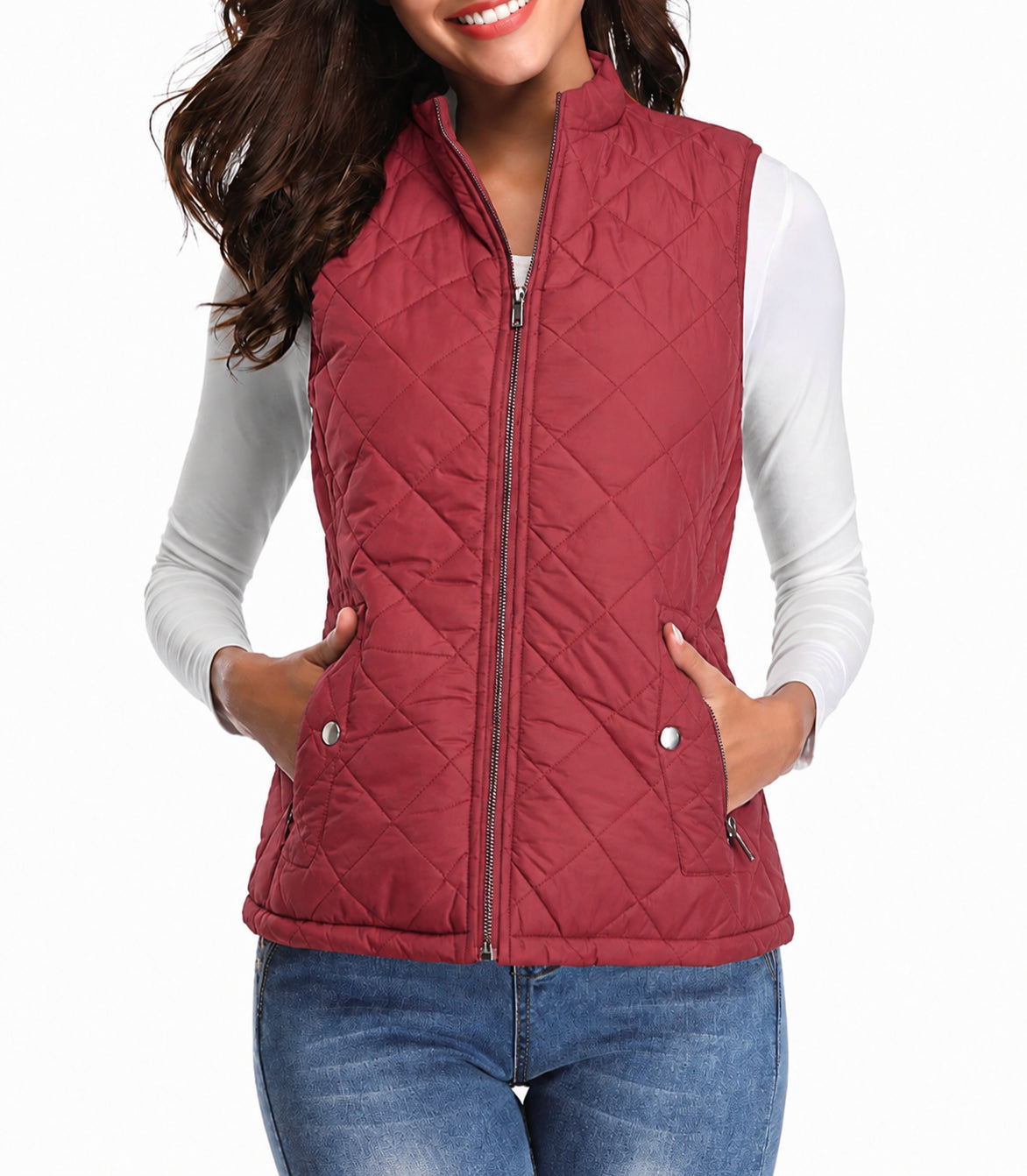Gilet matelassé zippé femme col montant stretch coupe flatteuse