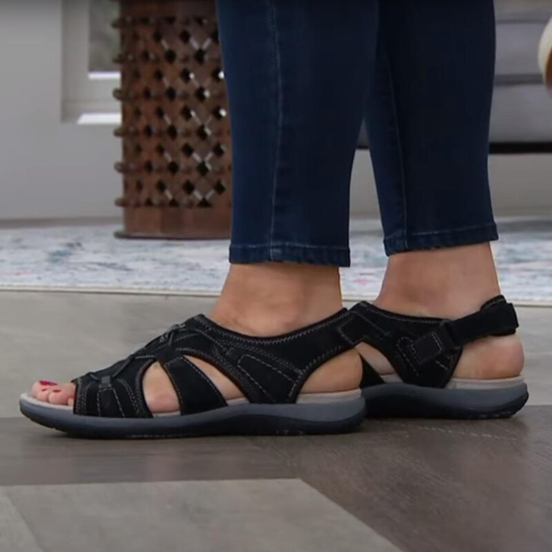Sandales Confort Femme | Semelle Orthopédique, Fermeture Ajustable | Été