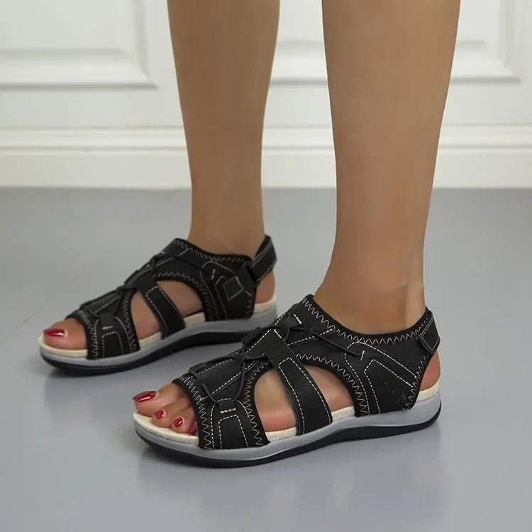 Sandales Confort Femme | Semelle Orthopédique, Fermeture Ajustable | Été
