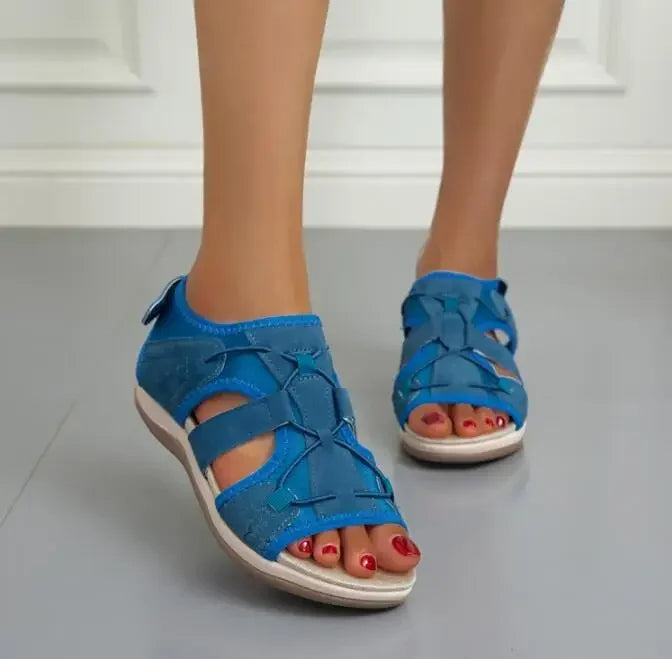 Sandales Confort Femme | Semelle Orthopédique, Fermeture Ajustable | Été