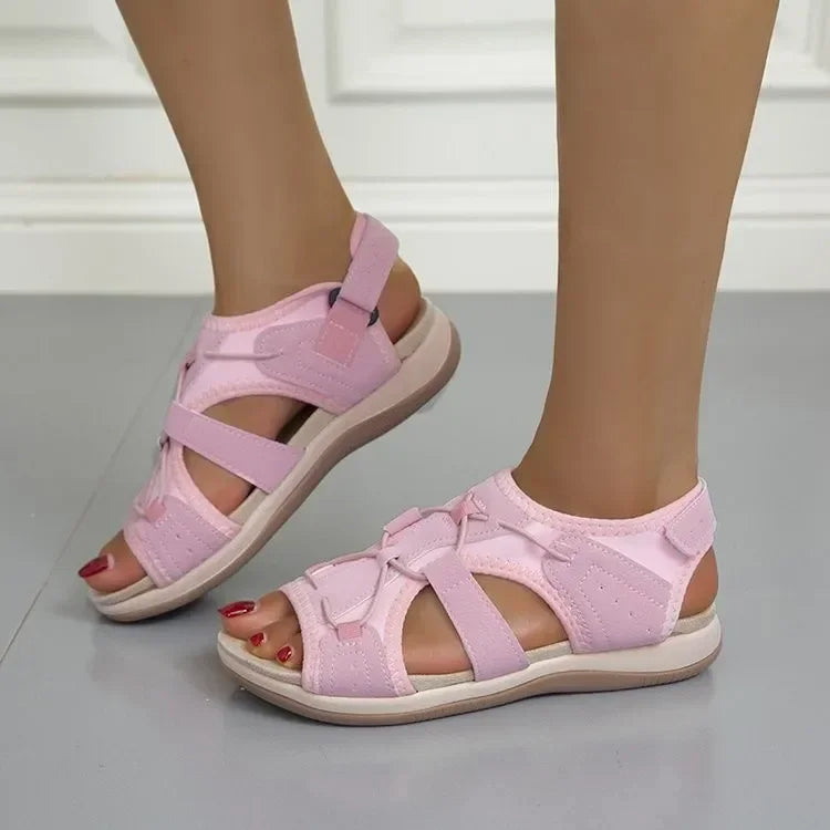 Sandales Confort Femme | Semelle Orthopédique, Fermeture Ajustable | Été
