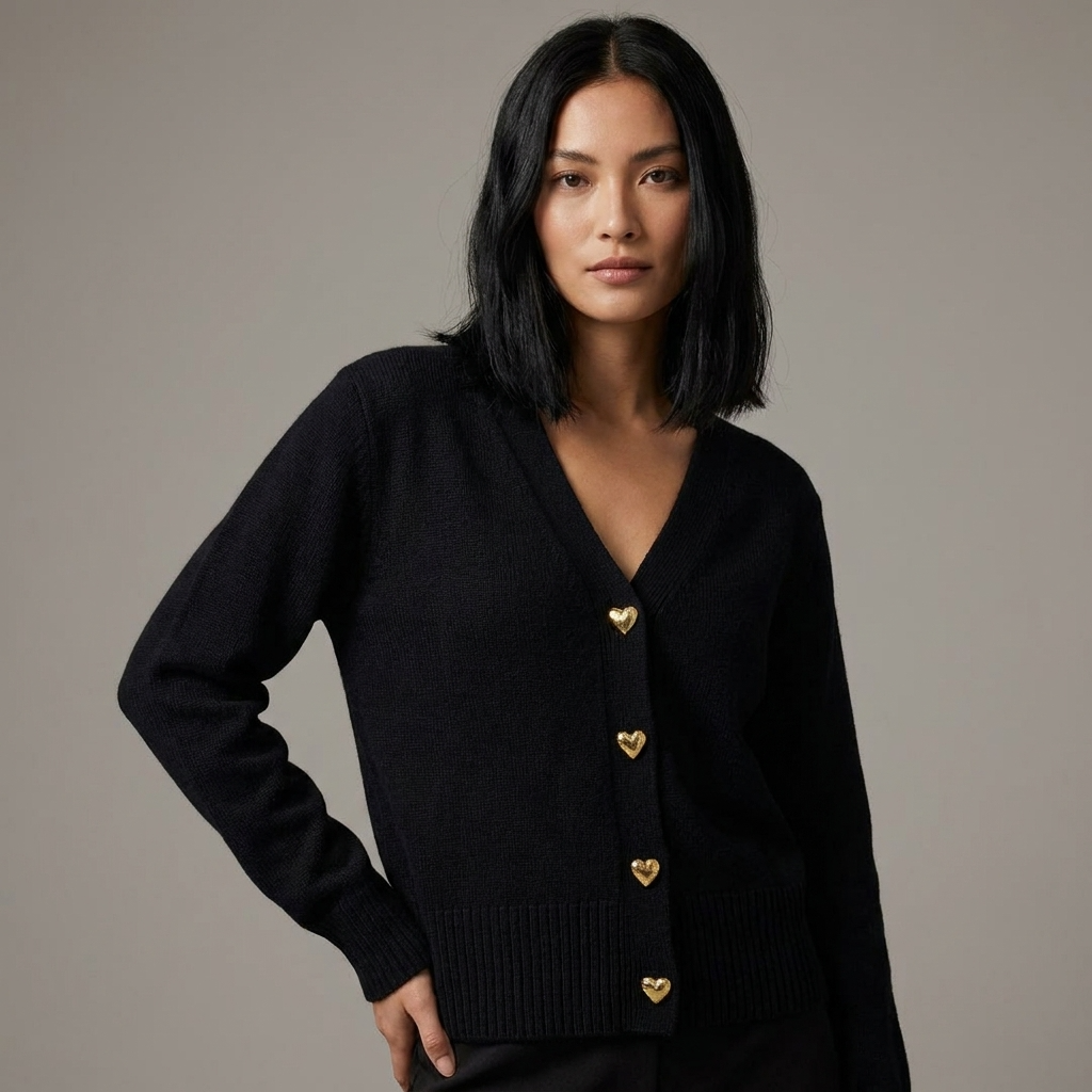 Gilet Femme | Encolure V, Boutons, Manches Longues