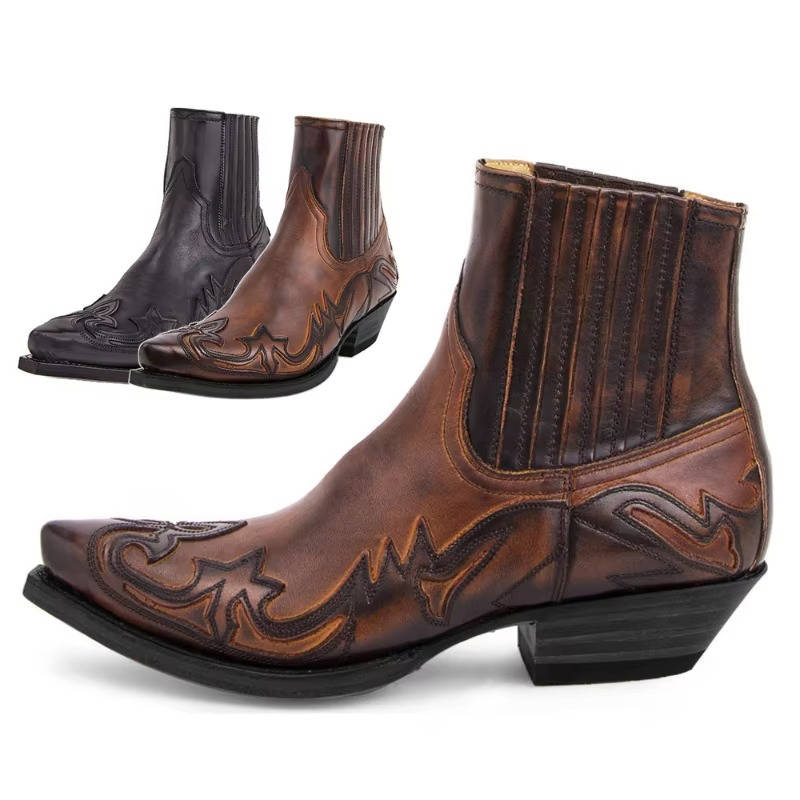 Bottes Cowgirl Pointues | Cuir PU, Talon Ankle | Femme