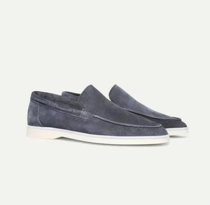 Mocassins homme daim yacht slip-on coutures main semelle antidérapante