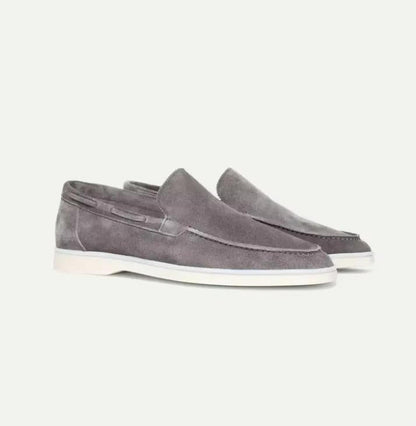 Mocassins homme daim yacht slip-on coutures main semelle antidérapante
