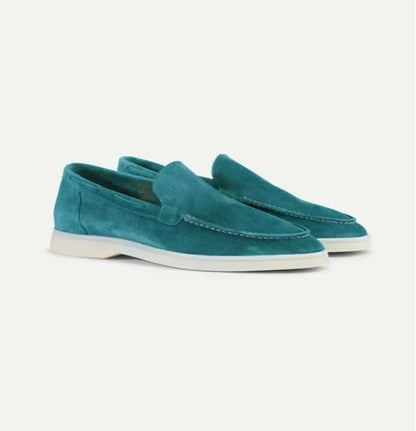 Mocassins homme daim yacht slip-on coutures main semelle antidérapante