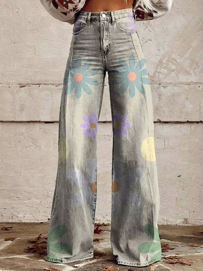 Pantalon Floral Femme | Taille Haute, Jambes Évasées