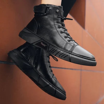Bottes en cuir noir | Homme, imperméable, usage polyvalent