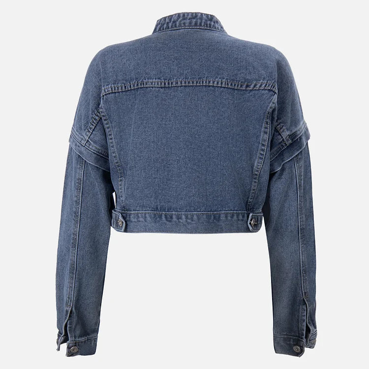 Combinaison en denim | Ensemble avec veste assortie, fermeture éclair