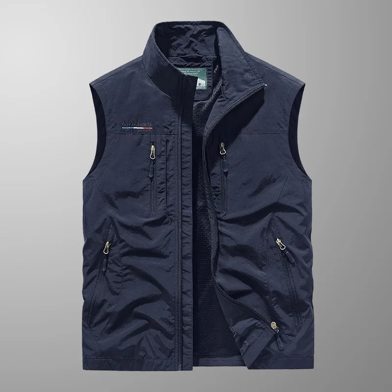 Gilet Homme | Coupe-vent Légère | Col Montant, Poches Pratiques