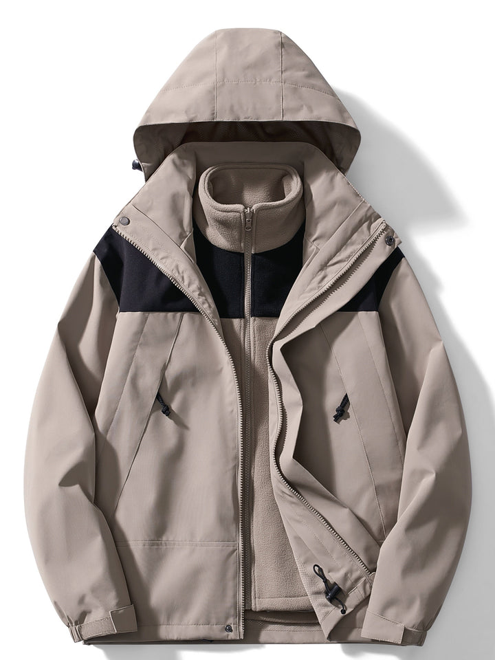 Veste Randonnée 3 en 1 Imperméable Coupe-Vent
