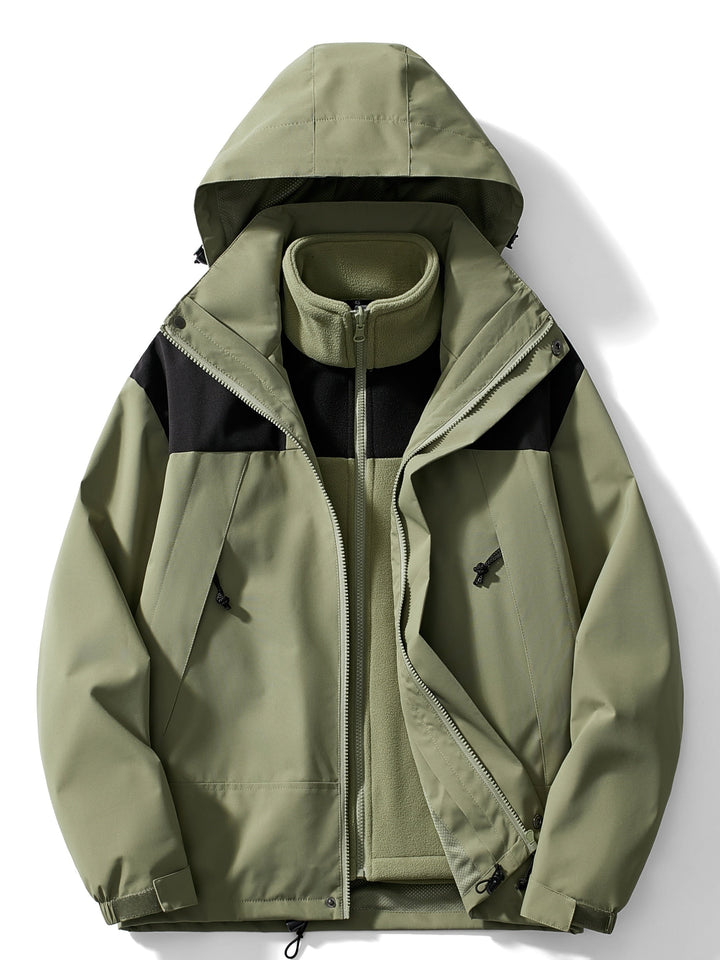 Veste Randonnée 3 en 1 Imperméable Coupe-Vent