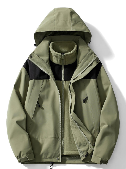 Veste Randonnée 3 en 1 Imperméable Coupe-Vent