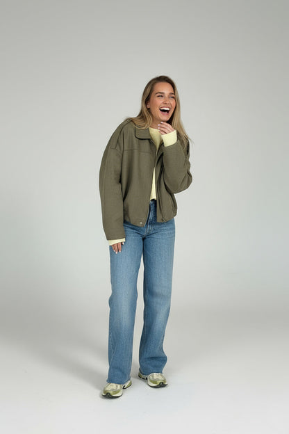 Veste bomber femme suédine col revers manches chauve-souris