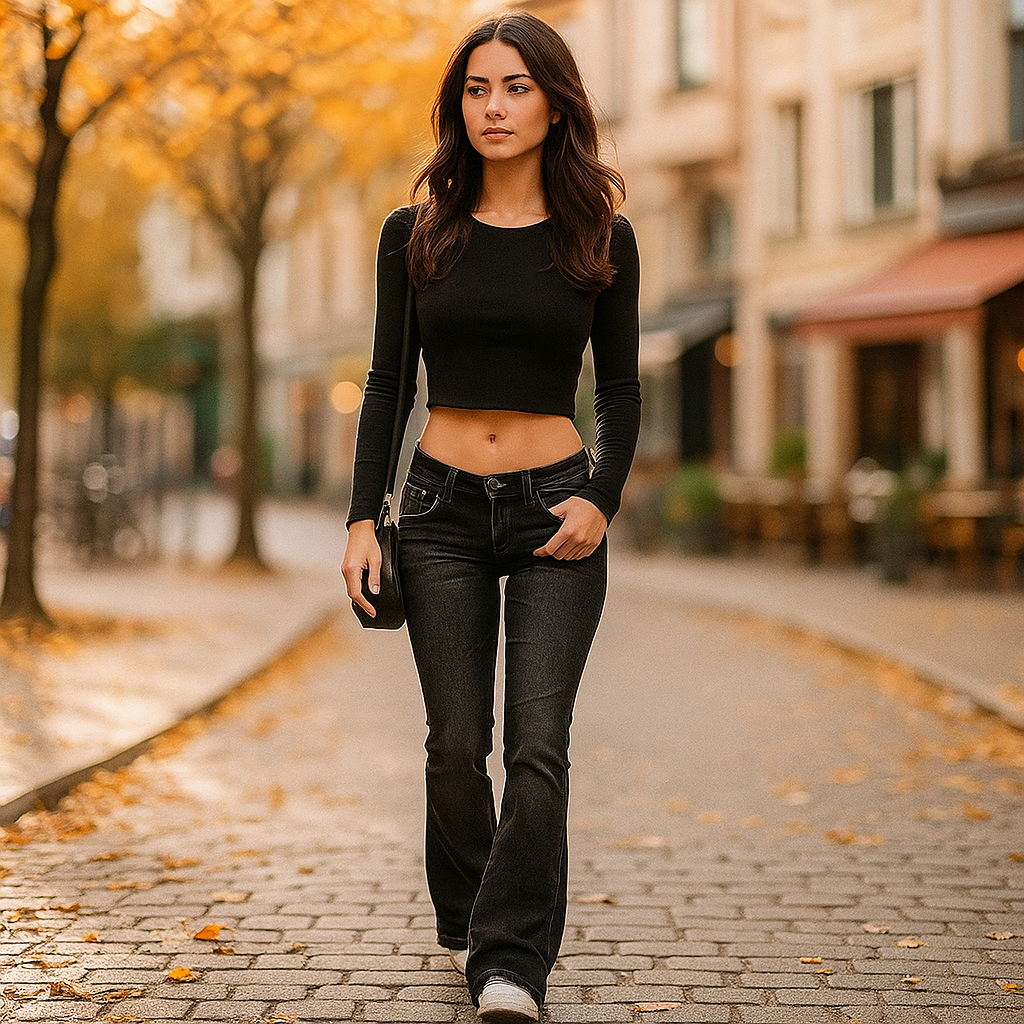 Vivano Jeans Femme - Taille Basse - Bas Évasé