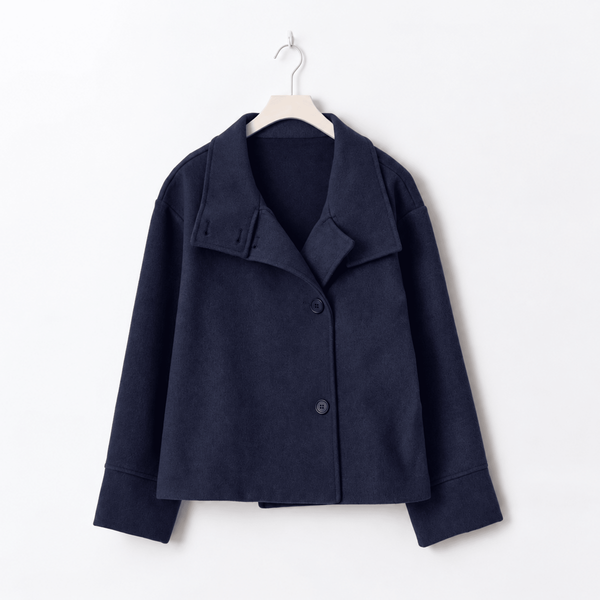 Veste femme oversize col montant boutonnée coupe boxy épaules tombantes